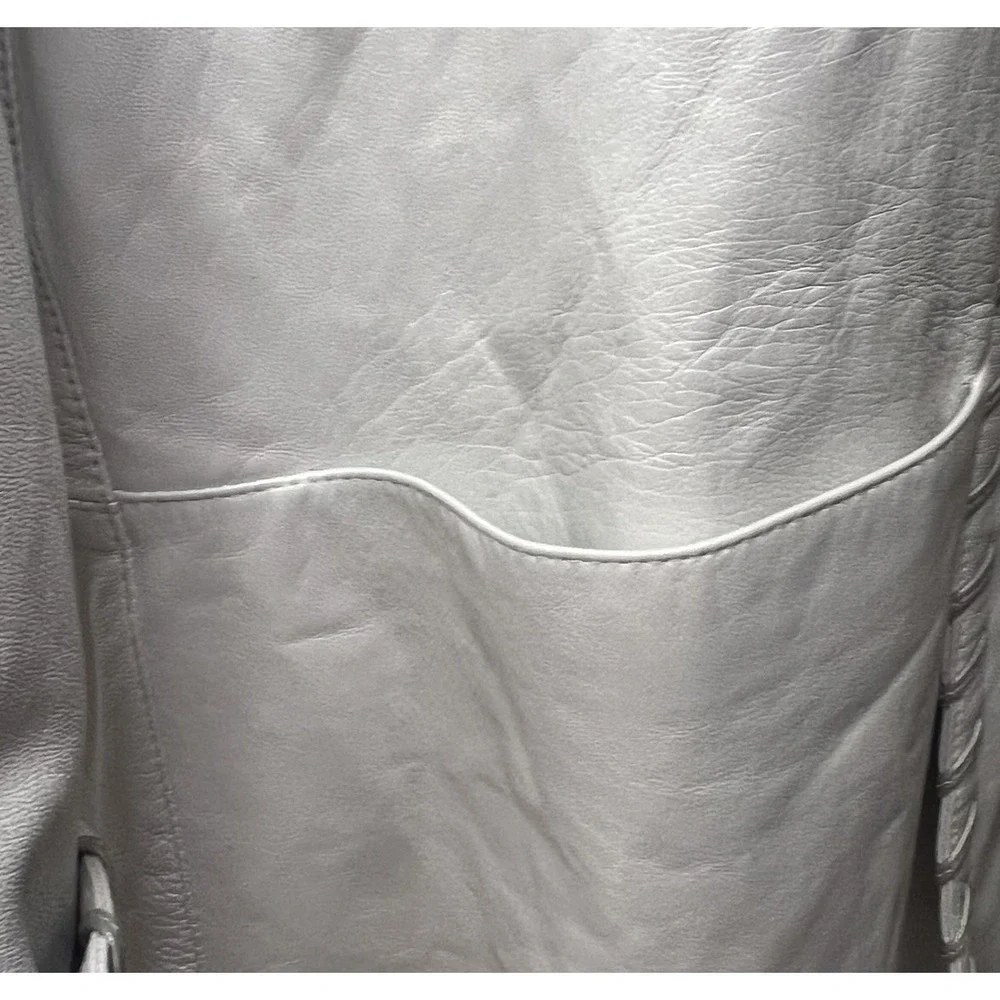Talk of Walk Atlantic City Vtg Leather Open Jacket Pearl Whipstitch Collar 80's - Picture 4 of 10